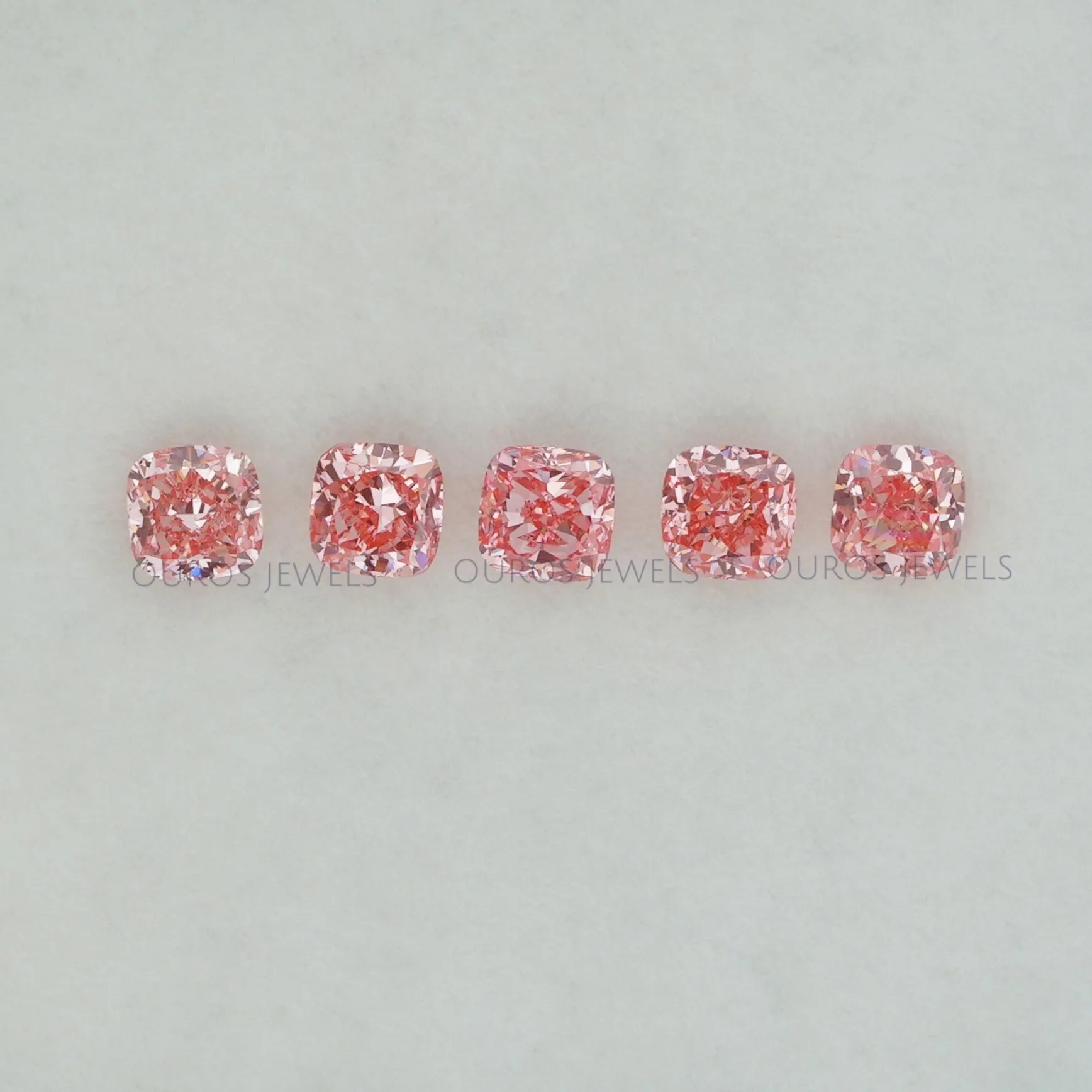 0.25 Carat Each Pink Cushion  Cut Lab Grown Diamond