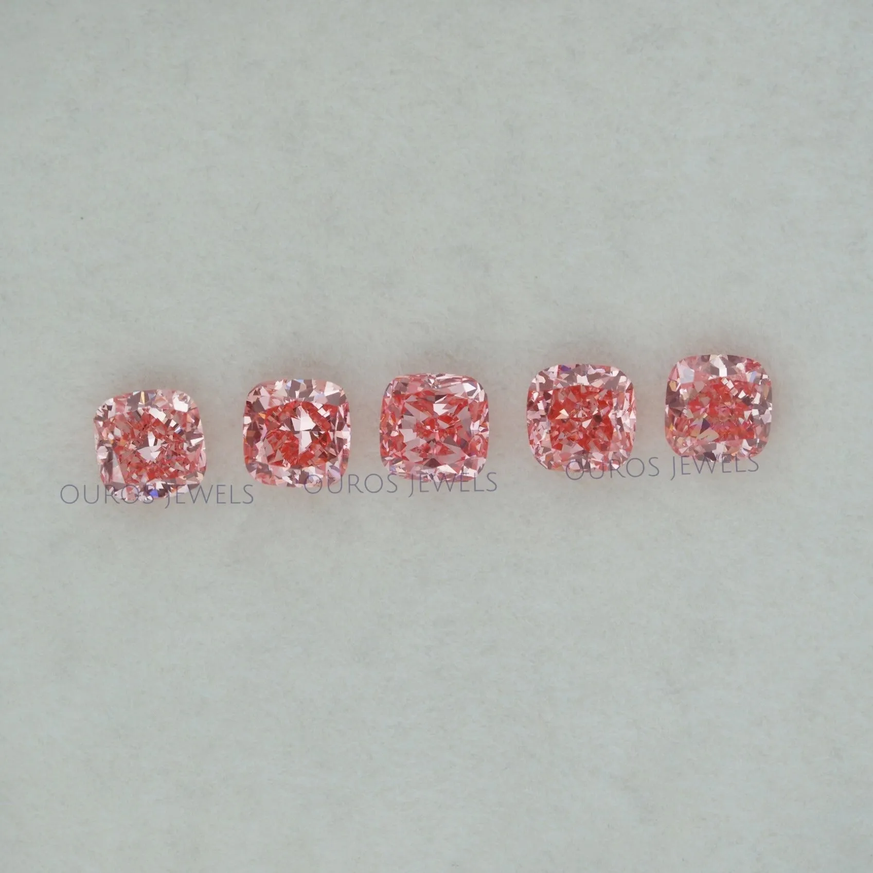 0.25 Carat Each Pink Cushion  Cut Lab Grown Diamond