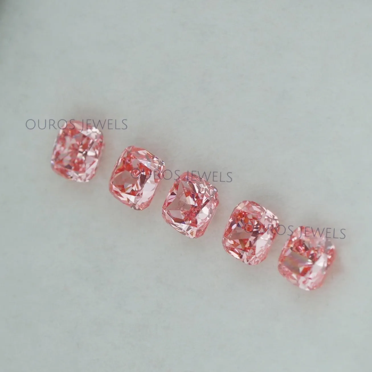 0.25 Carat Each Pink Cushion  Cut Lab Grown Diamond