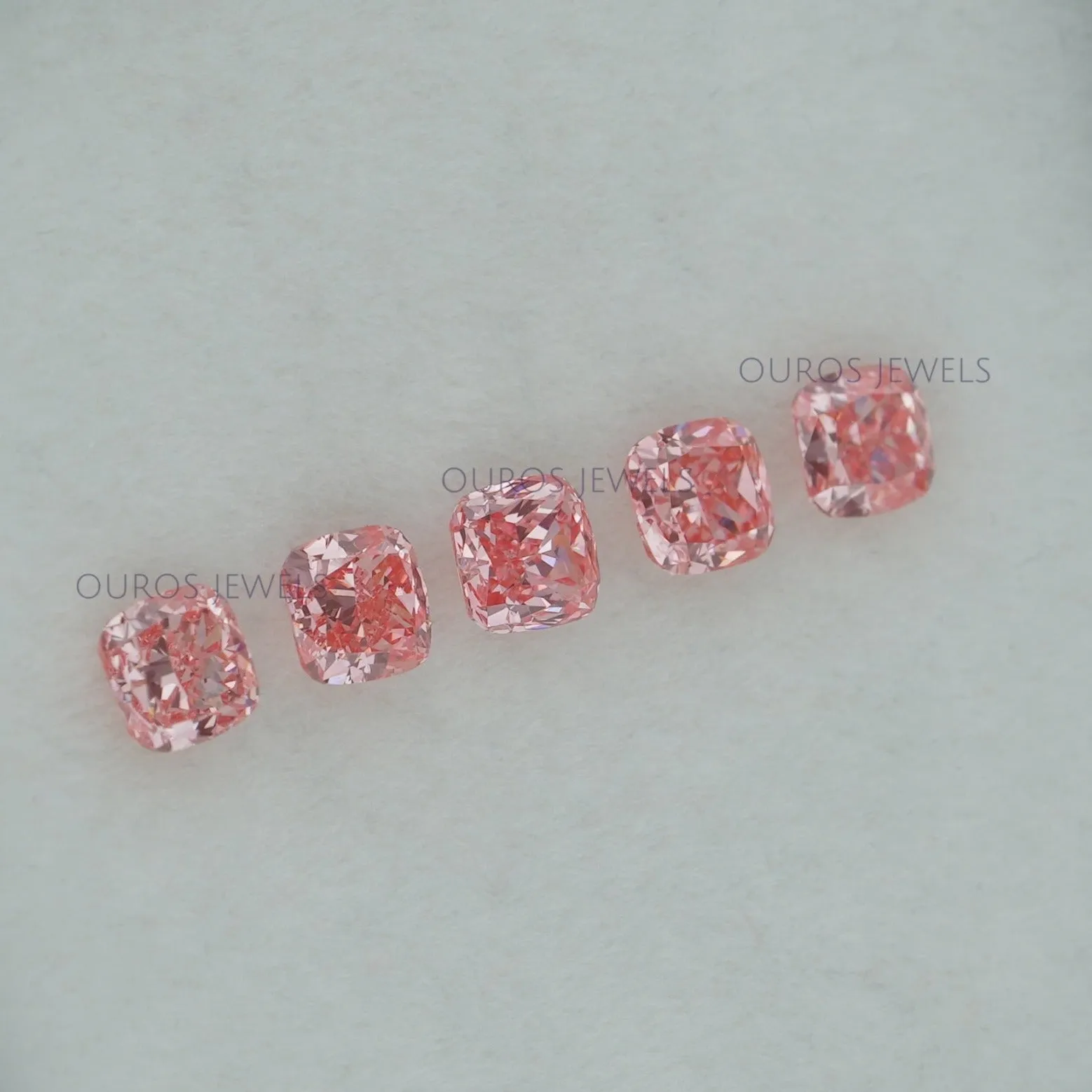 0.25 Carat Each Pink Cushion  Cut Lab Grown Diamond