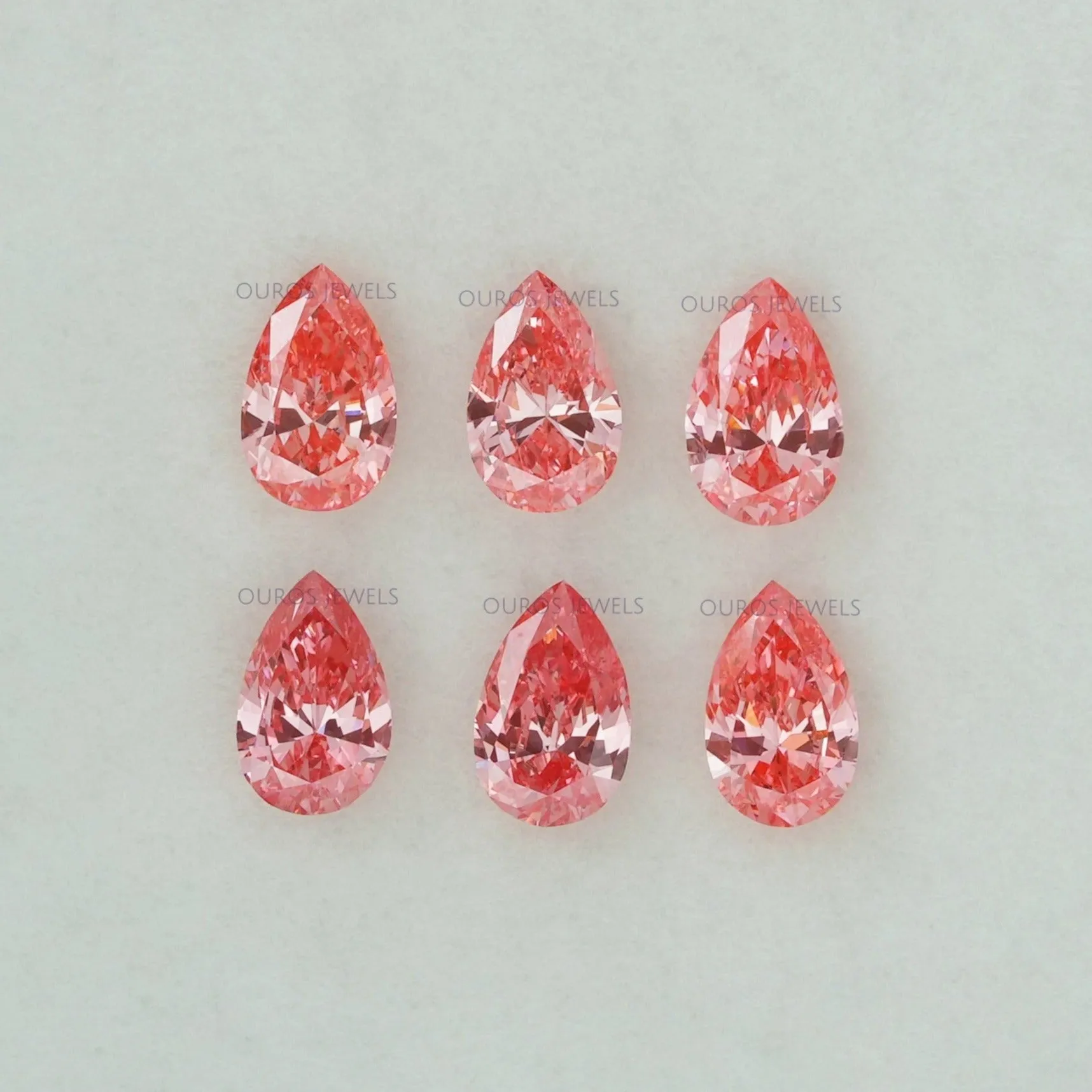 0.31 Carat Each Pink Pear Cut Lab Diamond