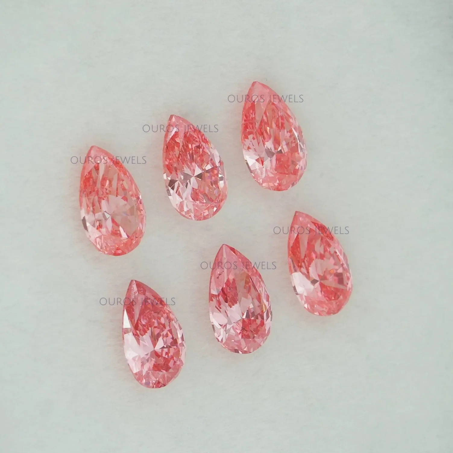 0.31 Carat Each Pink Pear Cut Lab Diamond