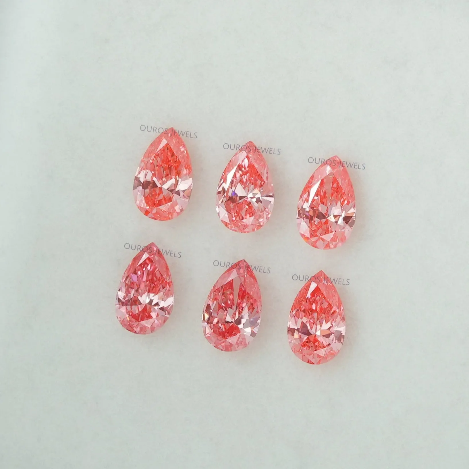 0.31 Carat Each Pink Pear Cut Lab Diamond