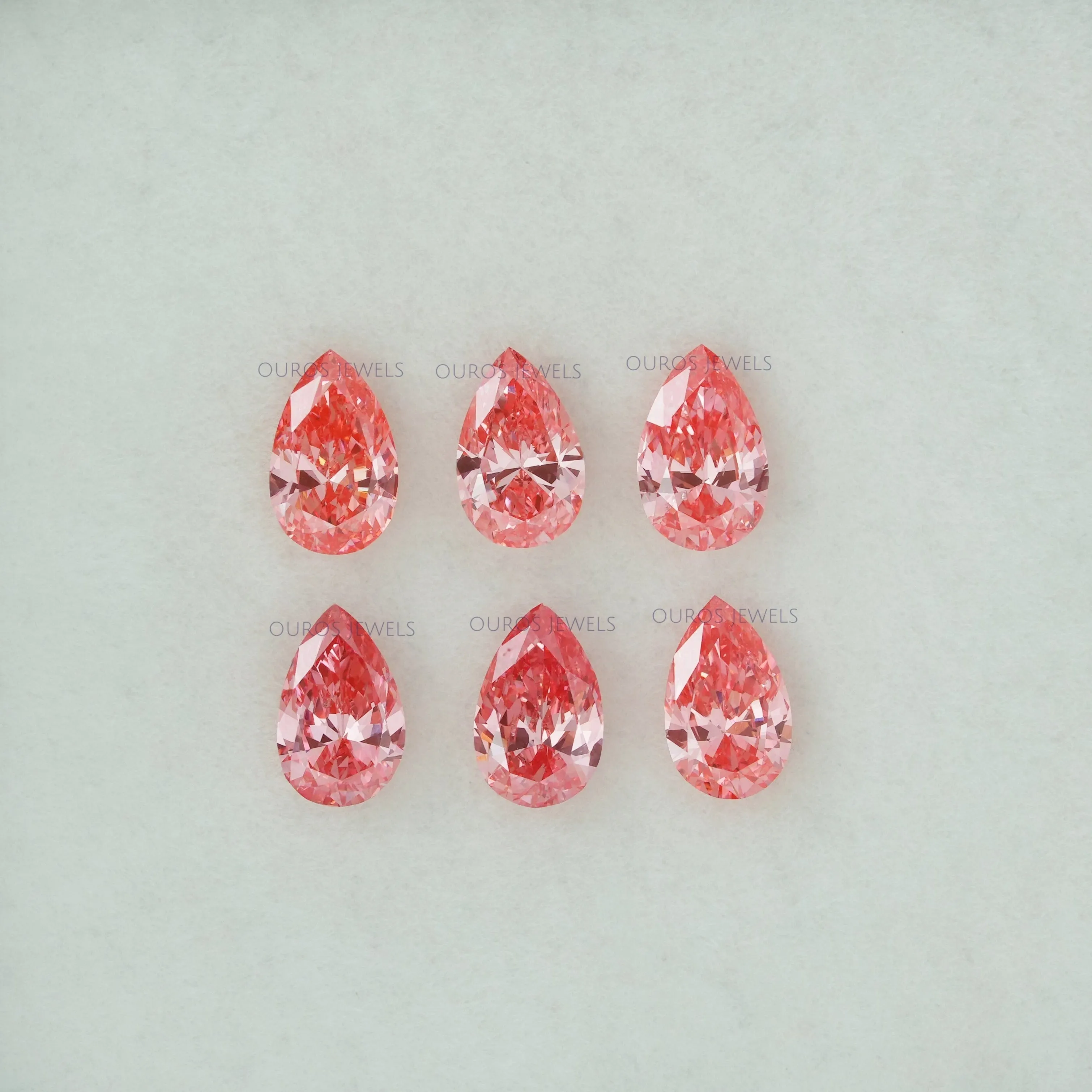 0.31 Carat Each Pink Pear Cut Lab Diamond