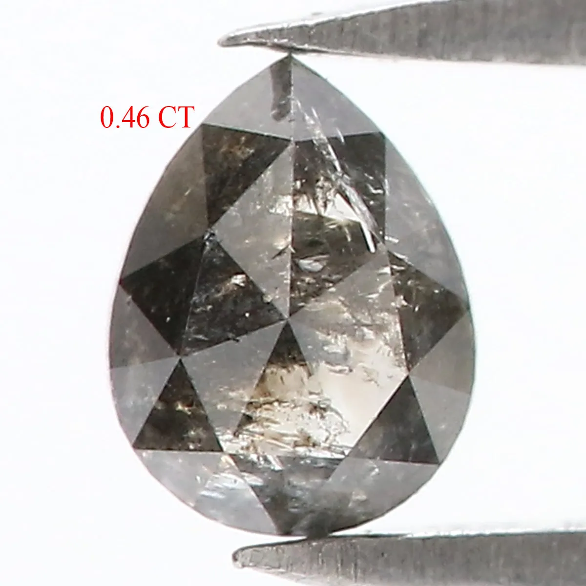 0.46 CT Natural Loose Pear Shape Diamond Salt And Pepper Pear Rose Cut Diamond 5.35 MM Natural Loose Pear Black Grey Color Diamo