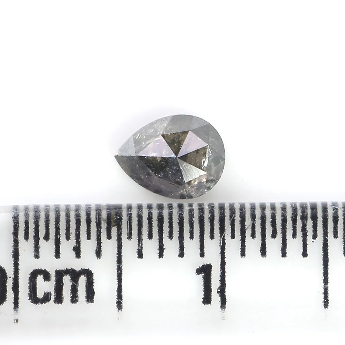 0.46 CT Natural Loose Pear Shape Diamond Salt And Pepper Pear Rose Cut Diamond 5.35 MM Natural Loose Pear Black Grey Color Diamo