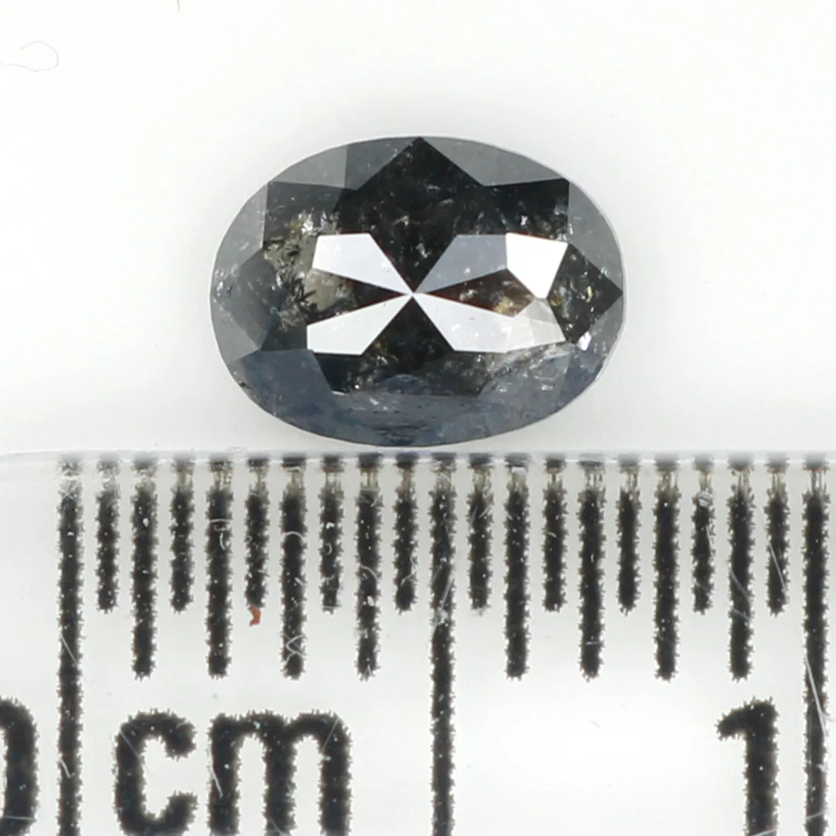 0.51 CT Natural Loose Oval Shape Diamond Salt And Pepper Oval Rose Cut Diamond 5.60 MM Black Grey Color Oval Shape Rose Cut Diam