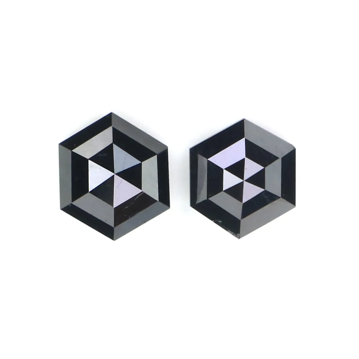 0.58 CT Natural Loose Hexagon Cut Pair Diamond Black Hexagon Cut Diamond 5.05 MM Natural Loose Black Color Hexagon Rose Cut Diam