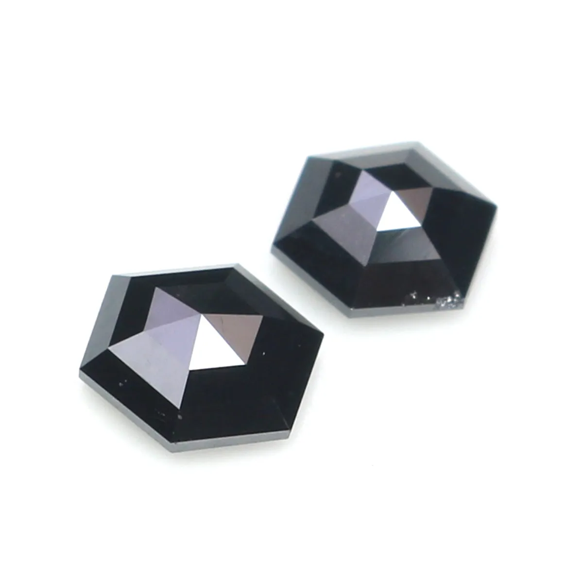 0.58 CT Natural Loose Hexagon Cut Pair Diamond Black Hexagon Cut Diamond 5.05 MM Natural Loose Black Color Hexagon Rose Cut Diam