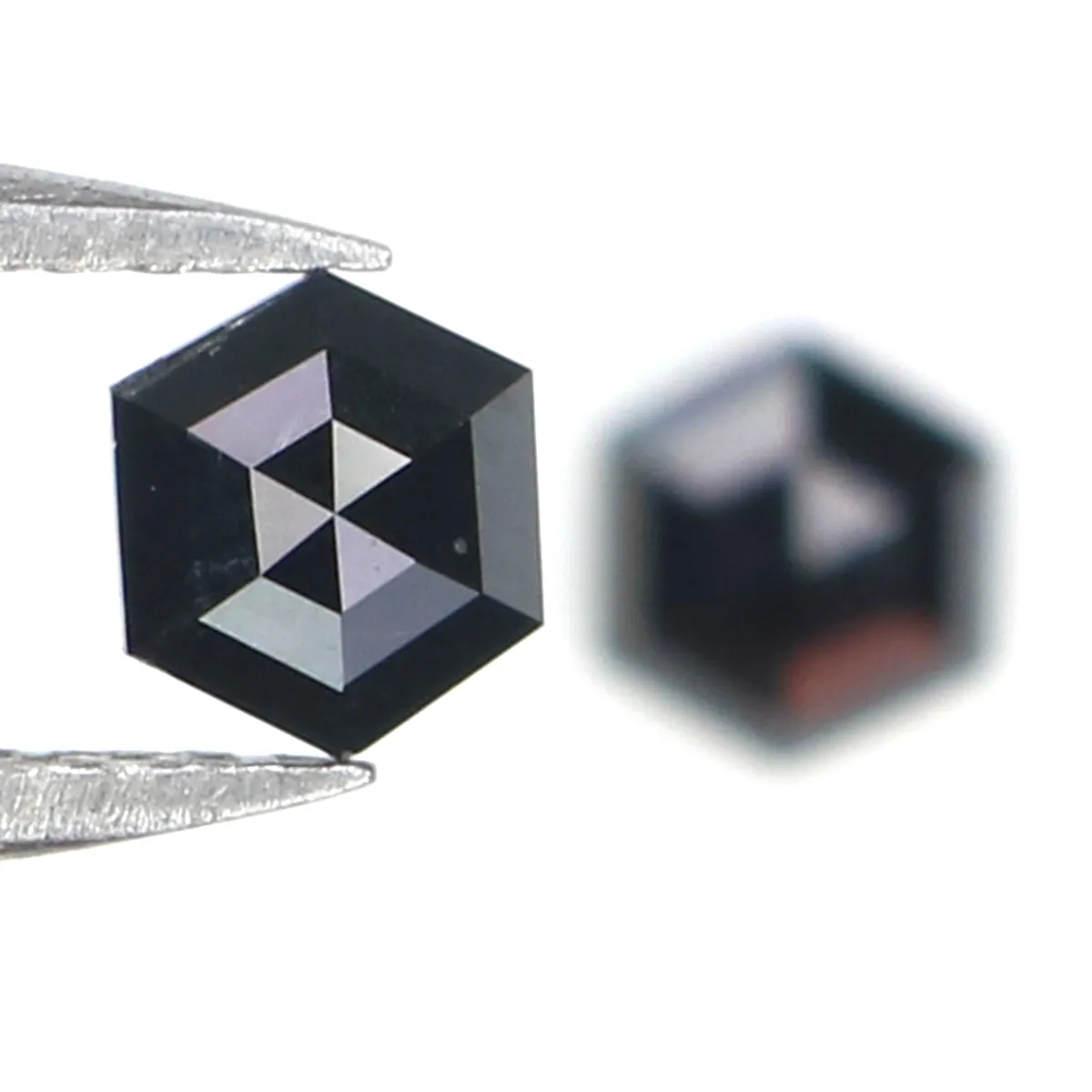 0.58 CT Natural Loose Hexagon Cut Pair Diamond Black Hexagon Cut Diamond 5.05 MM Natural Loose Black Color Hexagon Rose Cut Diam