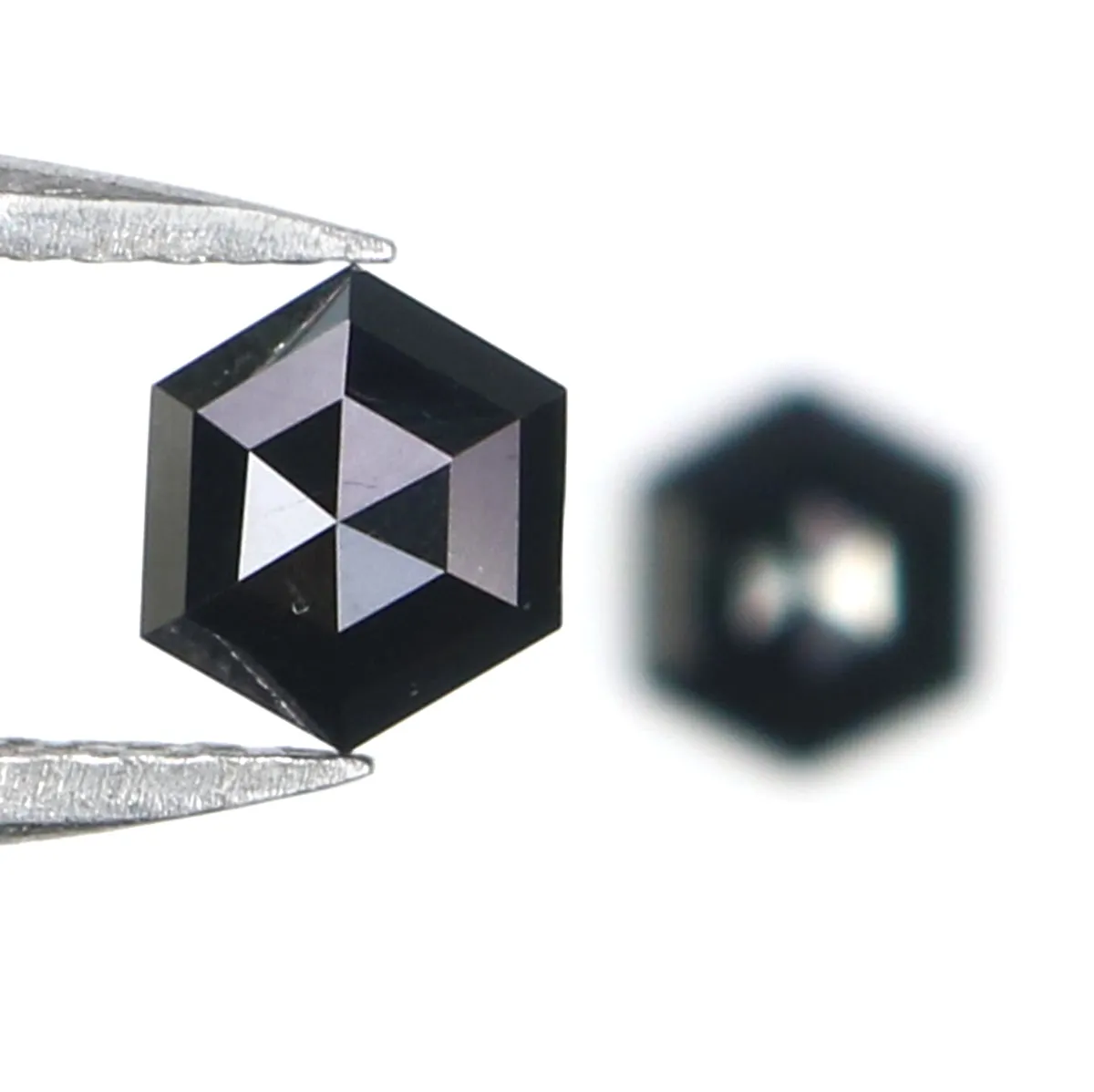 0.58 CT Natural Loose Hexagon Cut Pair Diamond Black Hexagon Cut Diamond 5.05 MM Natural Loose Black Color Hexagon Rose Cut Diam