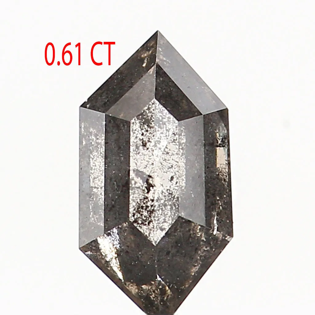 0.61 CT Natural Loose Hexagon Cut Diamond Salt And Pepper Hexagon Diamond 7.65 MM Natural Loose Black Grey Color Hexagon Cut Dia