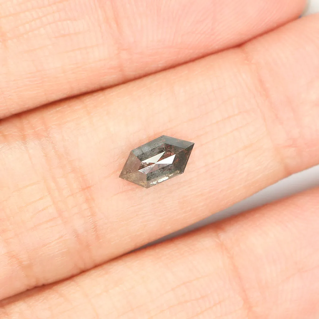 0.61 CT Natural Loose Hexagon Cut Diamond Salt And Pepper Hexagon Diamond 7.65 MM Natural Loose Black Grey Color Hexagon Cut Dia