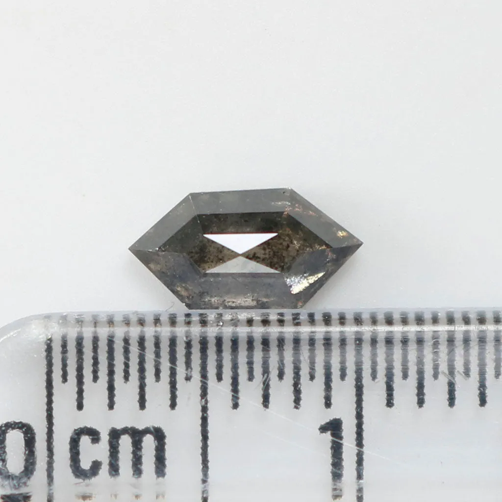 0.61 CT Natural Loose Hexagon Cut Diamond Salt And Pepper Hexagon Diamond 7.65 MM Natural Loose Black Grey Color Hexagon Cut Dia