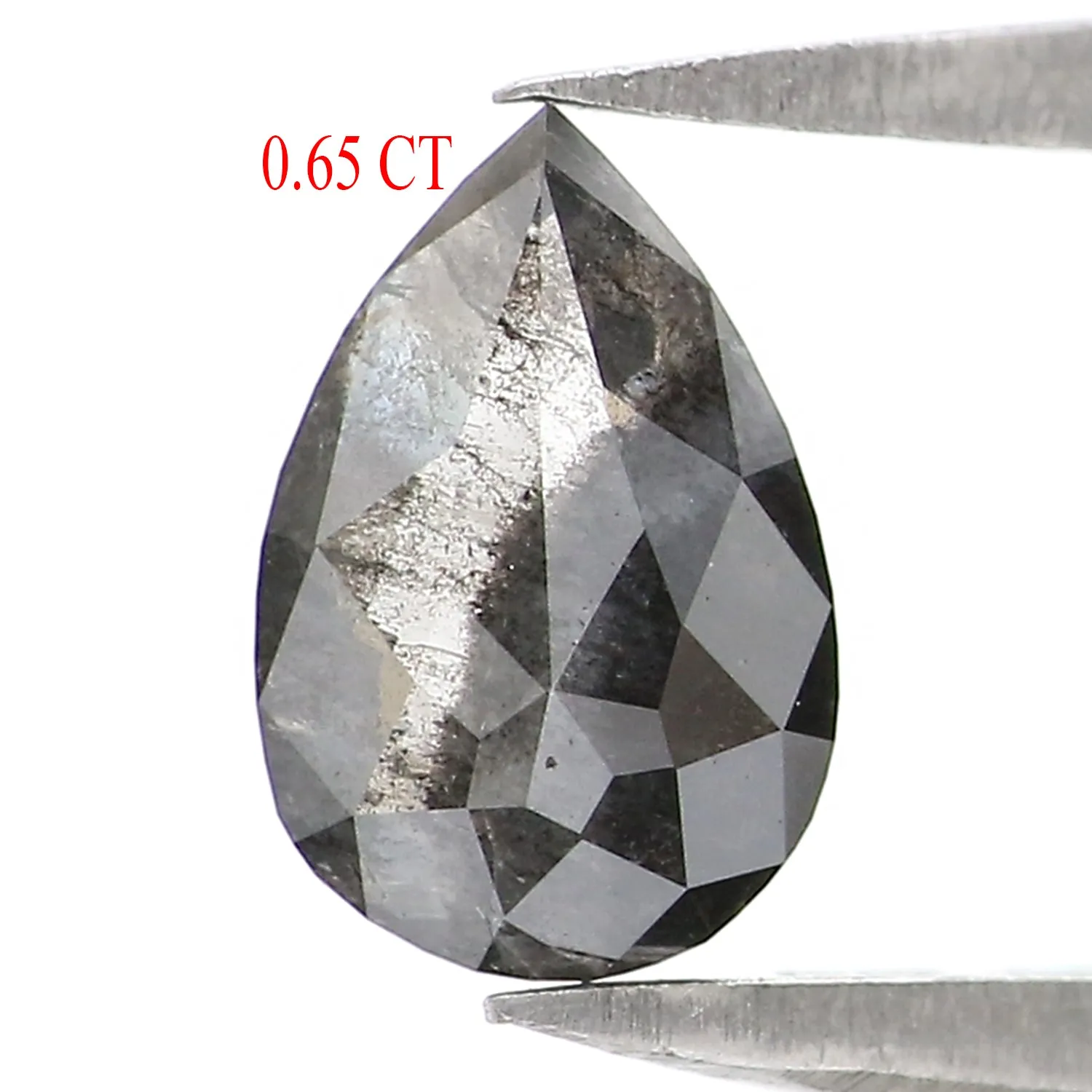 0.65 CT Natural Loose Pear Shape Diamond Salt And Pepper Pear Rose Cut Diamond 7.15 MM Black Grey Color Pear Shape Rose Cut Diam