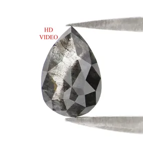 0.65 CT Natural Loose Pear Shape Diamond Salt And Pepper Pear Rose Cut Diamond 7.15 MM Black Grey Color Pear Shape Rose Cut Diam