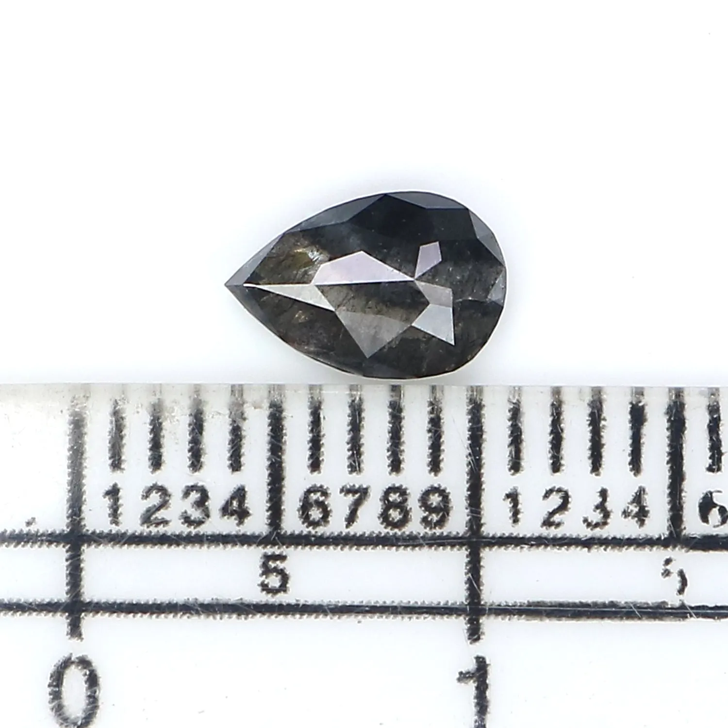 0.65 CT Natural Loose Pear Shape Diamond Salt And Pepper Pear Rose Cut Diamond 7.15 MM Black Grey Color Pear Shape Rose Cut Diam