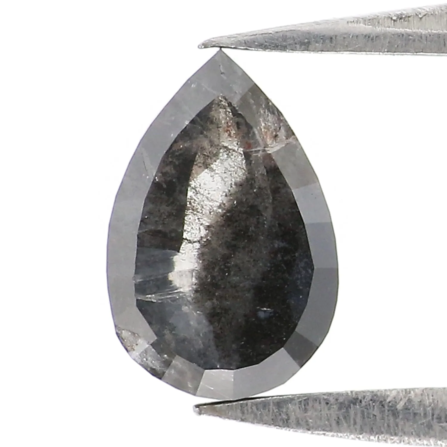 0.65 CT Natural Loose Pear Shape Diamond Salt And Pepper Pear Rose Cut Diamond 7.15 MM Black Grey Color Pear Shape Rose Cut Diam