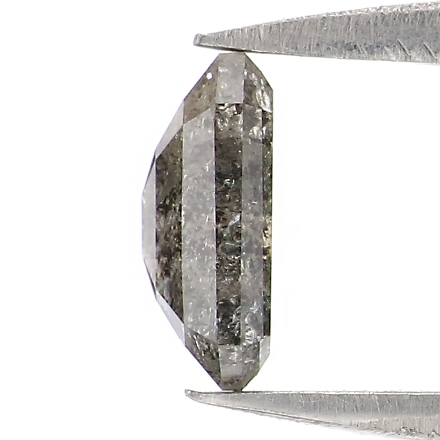 0.69 CT Natural Loose Emerald Shape Diamond Salt And Pepper Emerald Cut Diamond 6.15 MM Natural Black Grey Emerald Rose Cut Diam