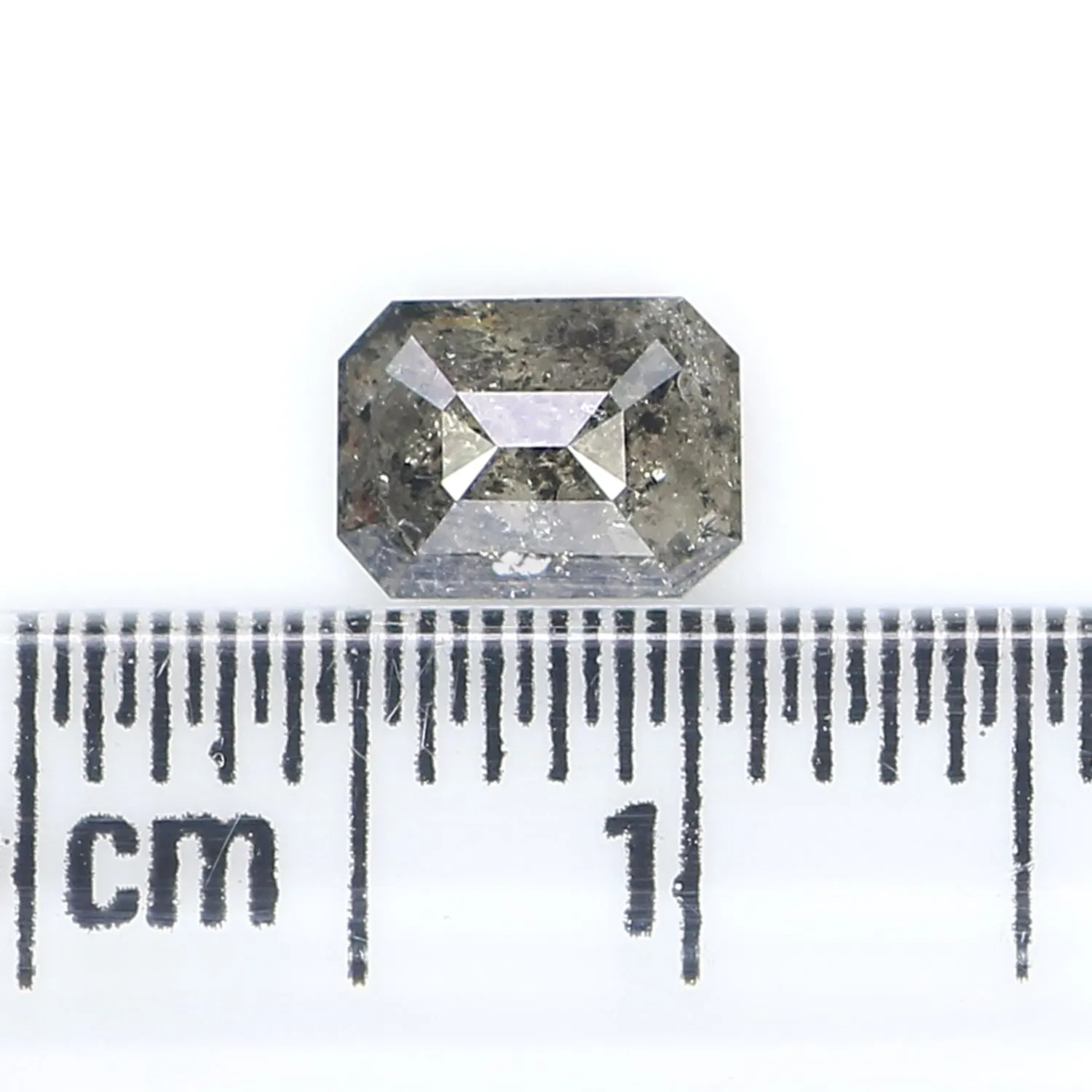 0.69 CT Natural Loose Emerald Shape Diamond Salt And Pepper Emerald Cut Diamond 6.15 MM Natural Black Grey Emerald Rose Cut Diam