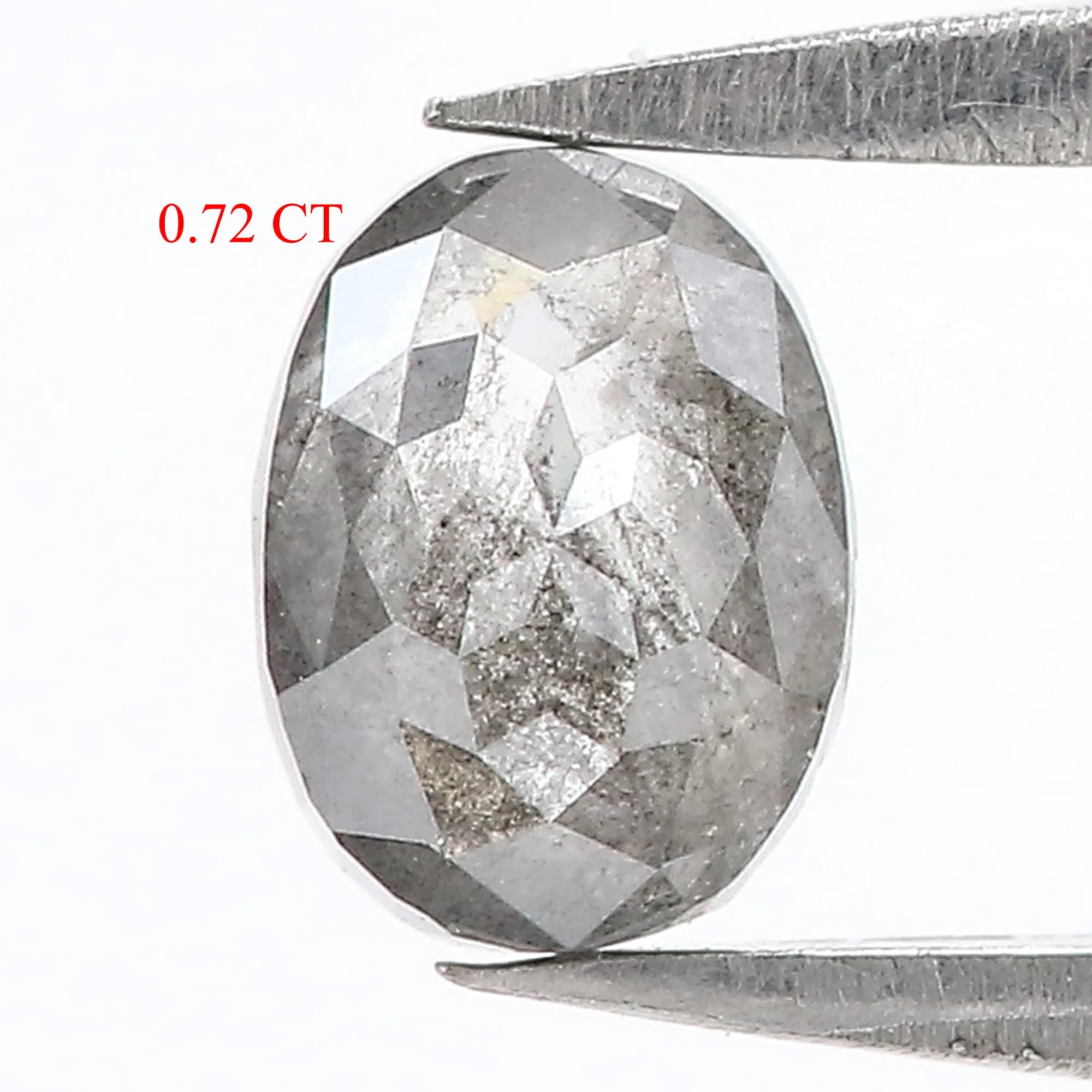 0.72 CT Natural Loose Oval Shape Diamond Salt And Pepper Oval Diamond 6.15 MM Natural Diamond Black Grey Color Oval Rose Cut Dia