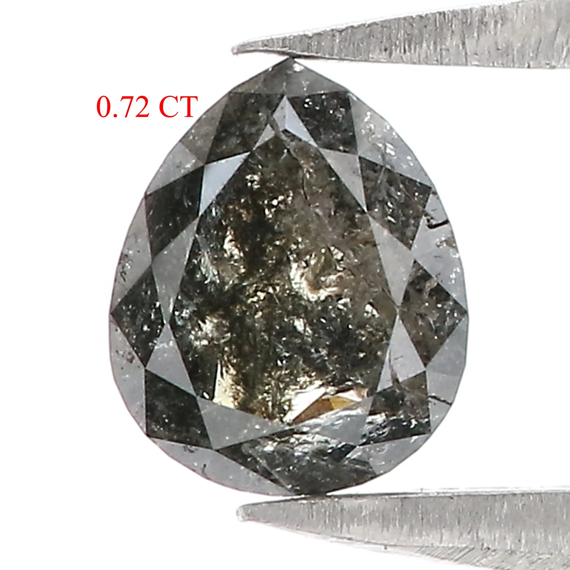 0.72 CT Natural Loose Pear Shape Diamond Salt And Pepper Pear Cut Diamond 5.95 MM Natural Loose Black Grey Pear Rose Cut Diamond