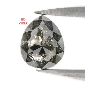 0.72 CT Natural Loose Pear Shape Diamond Salt And Pepper Pear Cut Diamond 5.95 MM Natural Loose Black Grey Pear Rose Cut Diamond