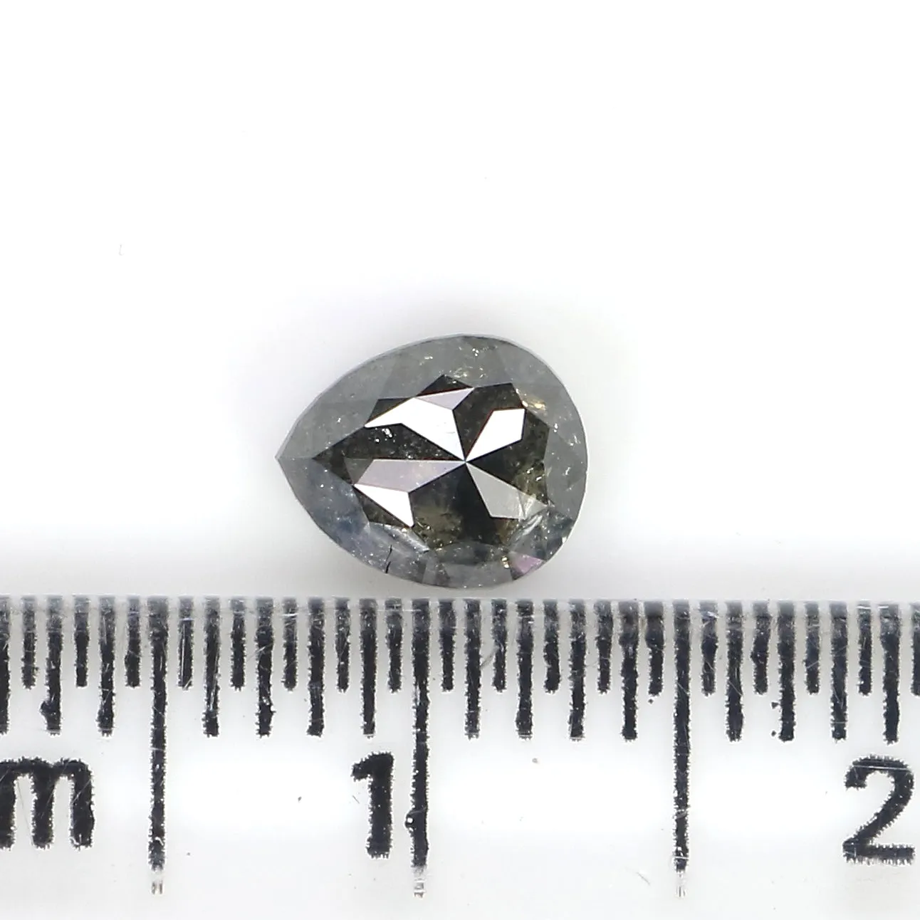 0.72 CT Natural Loose Pear Shape Diamond Salt And Pepper Pear Cut Diamond 5.95 MM Natural Loose Black Grey Pear Rose Cut Diamond