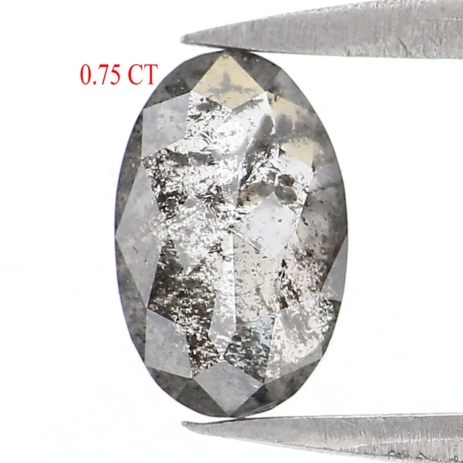 0.75 CT Natural Loose Oval Shape Diamond Salt And Pepper Oval Cut Diamond 6.95 MM Natural Black Grey Diamond Oval Rose Cut Diamo