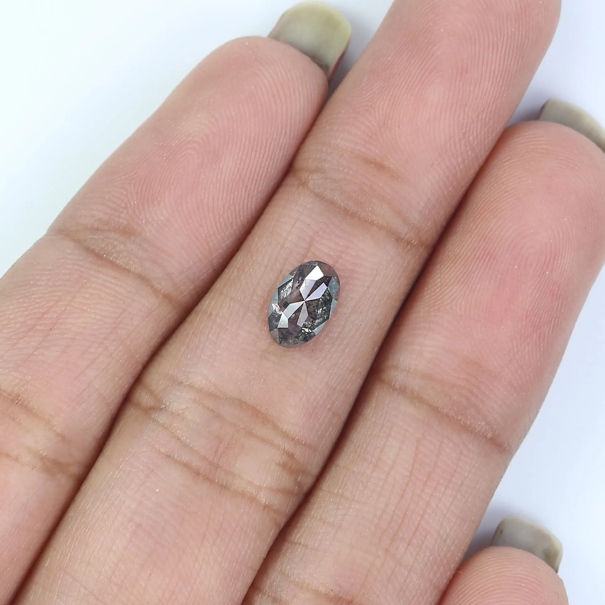 0.75 CT Natural Loose Oval Shape Diamond Salt And Pepper Oval Cut Diamond 6.95 MM Natural Black Grey Diamond Oval Rose Cut Diamo