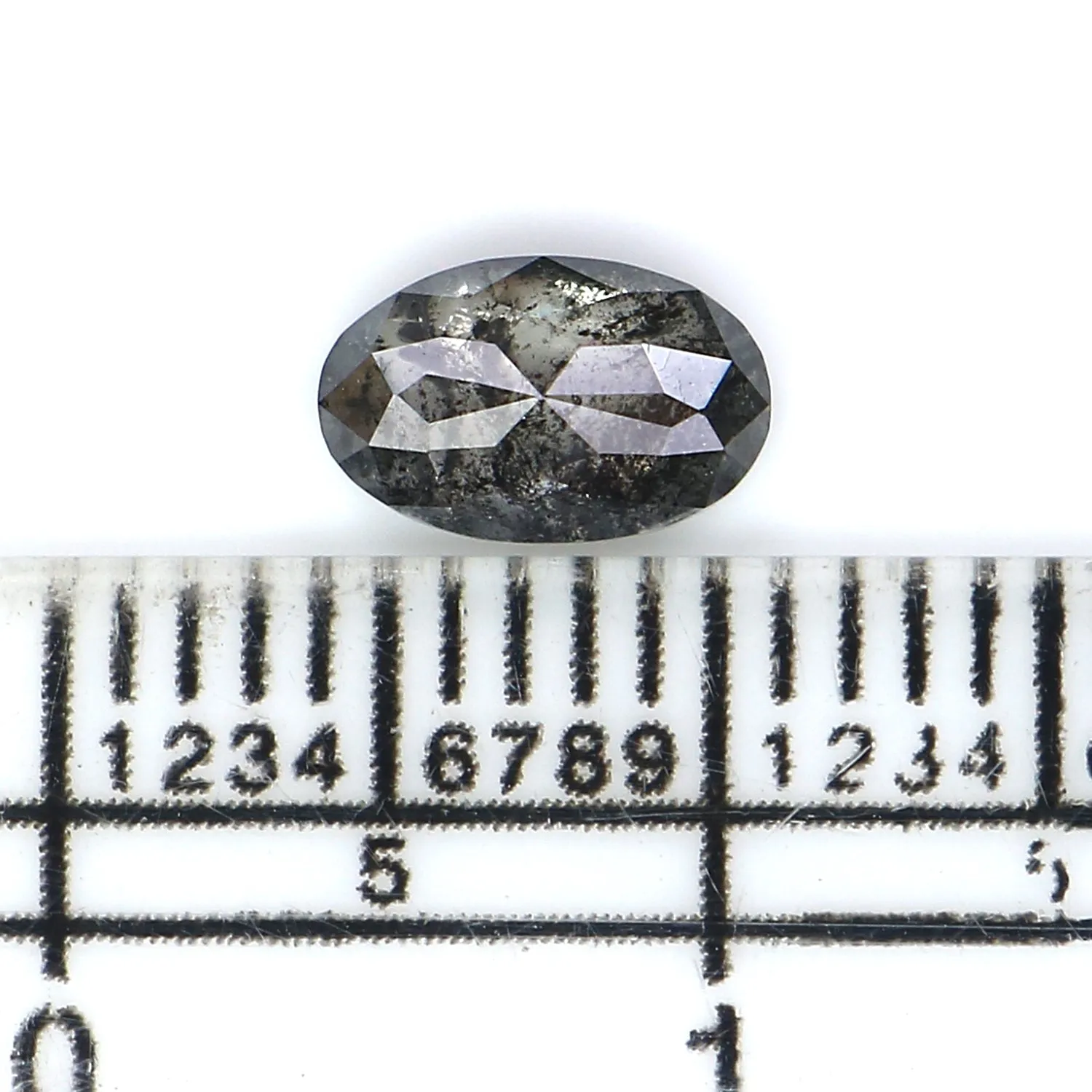 0.75 CT Natural Loose Oval Shape Diamond Salt And Pepper Oval Cut Diamond 6.95 MM Natural Black Grey Diamond Oval Rose Cut Diamo