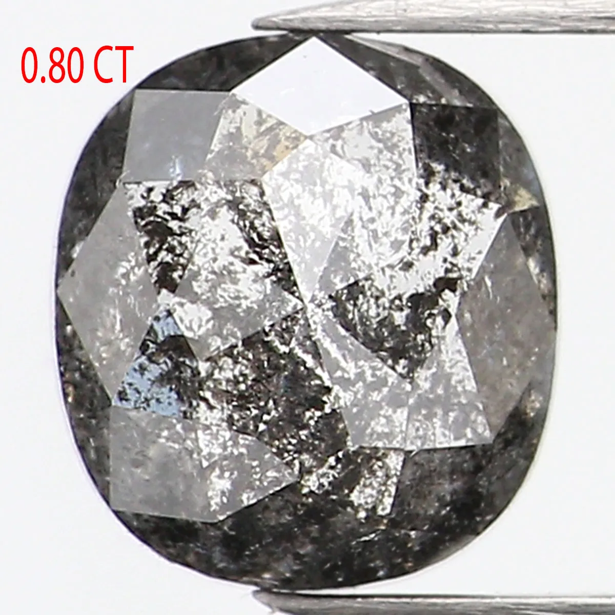 0.80 CT Natural Loose Cushion Shape Diamond Salt And Pepper Cushion Diamond 5.95 MM Black Grey Color Cushion Shape Rose Cut Diam