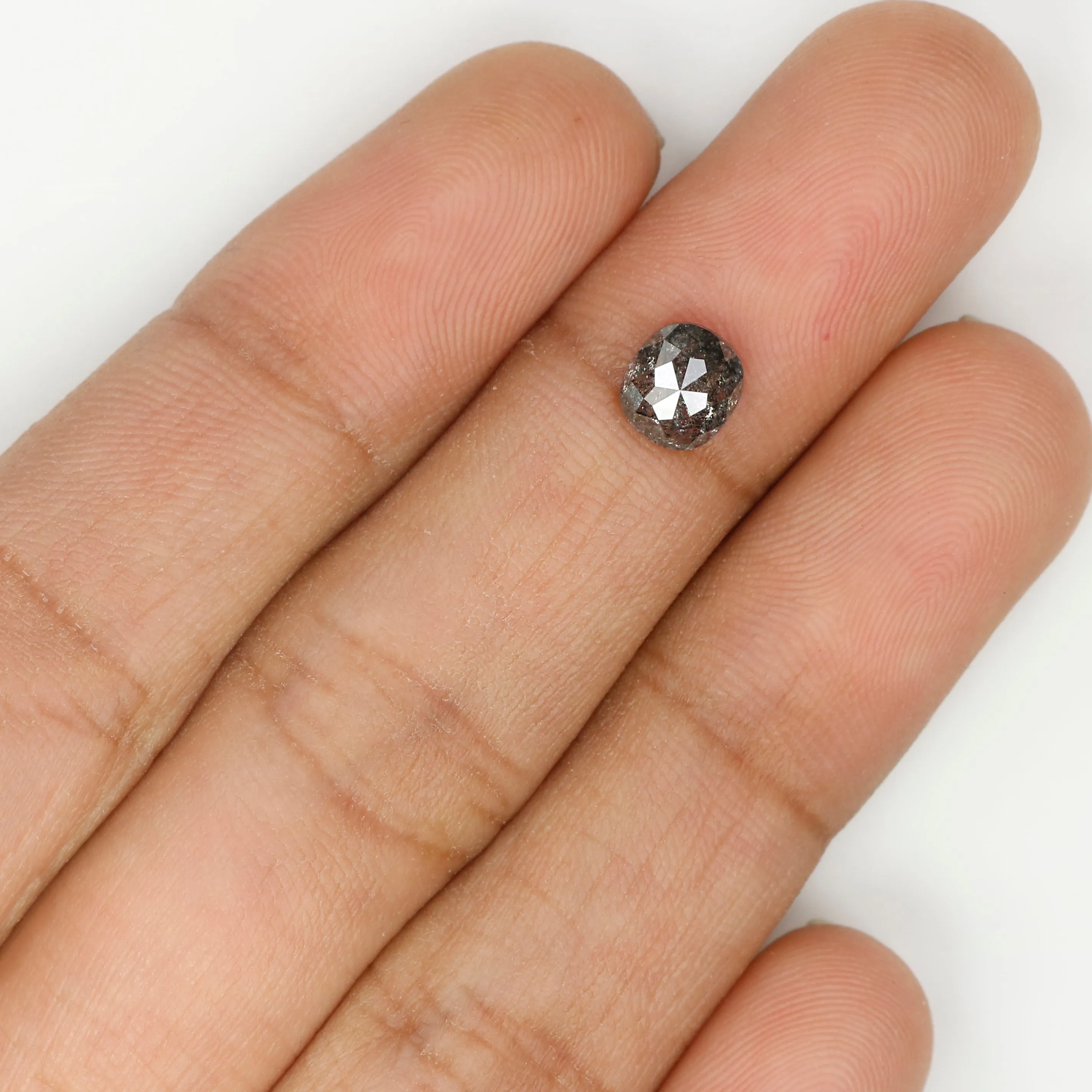 0.80 CT Natural Loose Cushion Shape Diamond Salt And Pepper Cushion Diamond 5.95 MM Black Grey Color Cushion Shape Rose Cut Diam