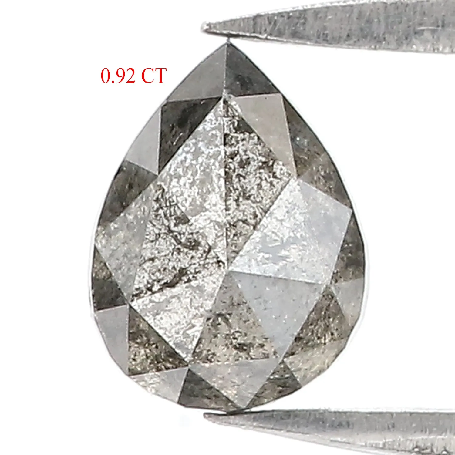 0.92 CT Natural Loose Pear Shape Diamond Salt And Pepper Pear Diamond 6.90 MM Natural Loose Black Grey Color Pear Rose Cut Diamo