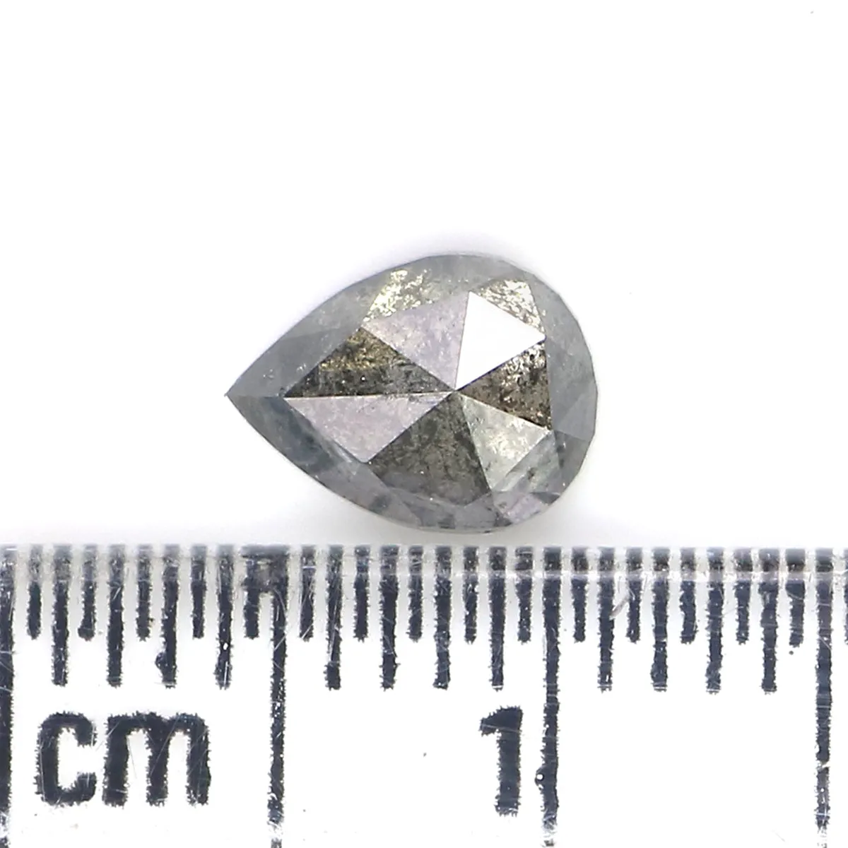 0.92 CT Natural Loose Pear Shape Diamond Salt And Pepper Pear Diamond 6.90 MM Natural Loose Black Grey Color Pear Rose Cut Diamo