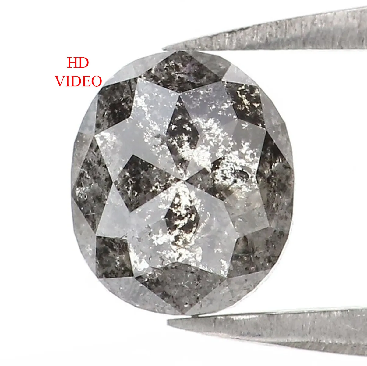 0.96 Ct Natural Loose Oval Shape Diamond Salt And Pepper Oval Cut Diamond 6.40 MM Natural Loose Diamond Oval Shape Rose Cut Diam