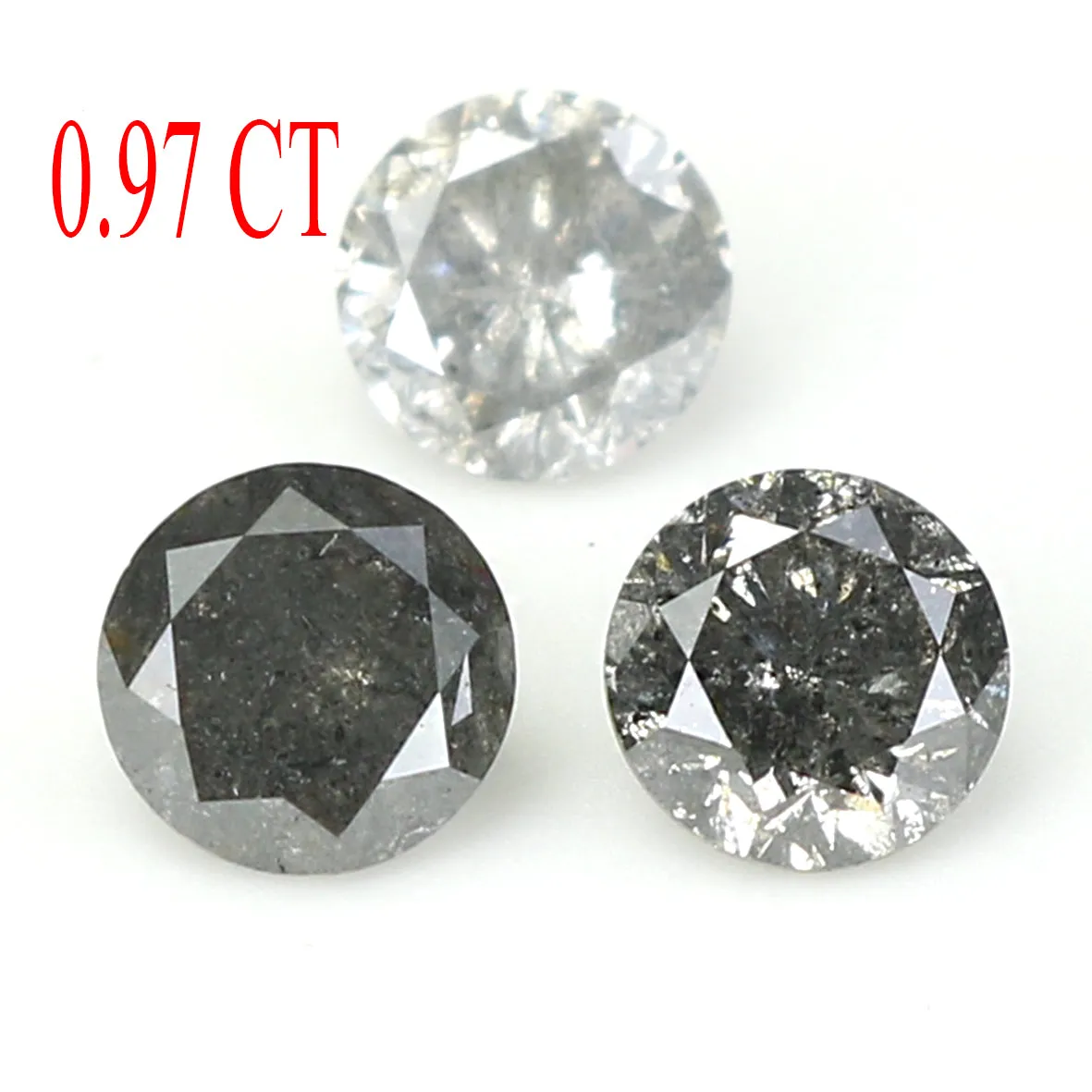 0.97 Ct Natural Loose Round Shape Diamond Salt And Pepper Round Diamond 4.20  MM Natural Loose Diamond Round Brilliant Cut Diamo