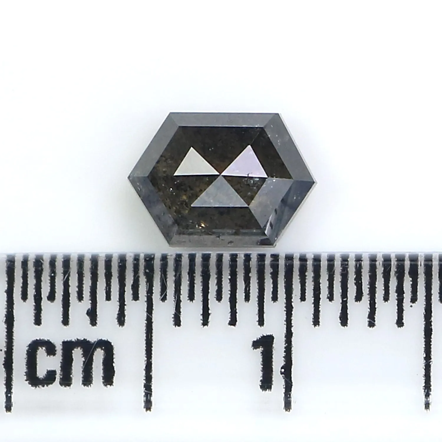 0.98 CT Natural Loose Hexagon Cut Diamond Salt And Pepper Hexagon Diamond 6.85 MM Natural Loose Black Grey Color Hexagon Cut Dia