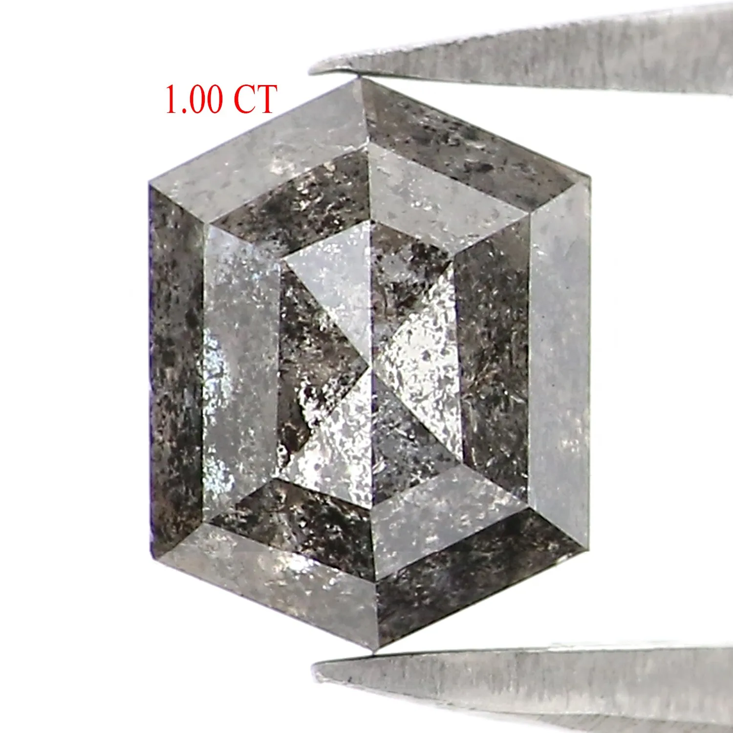 1.00 CT Natural Loose Hexagon Cut Diamond Salt And Pepper Hexagon Diamond 6.45 MM Natural Loose Black Grey Color Hexagon Cut Dia