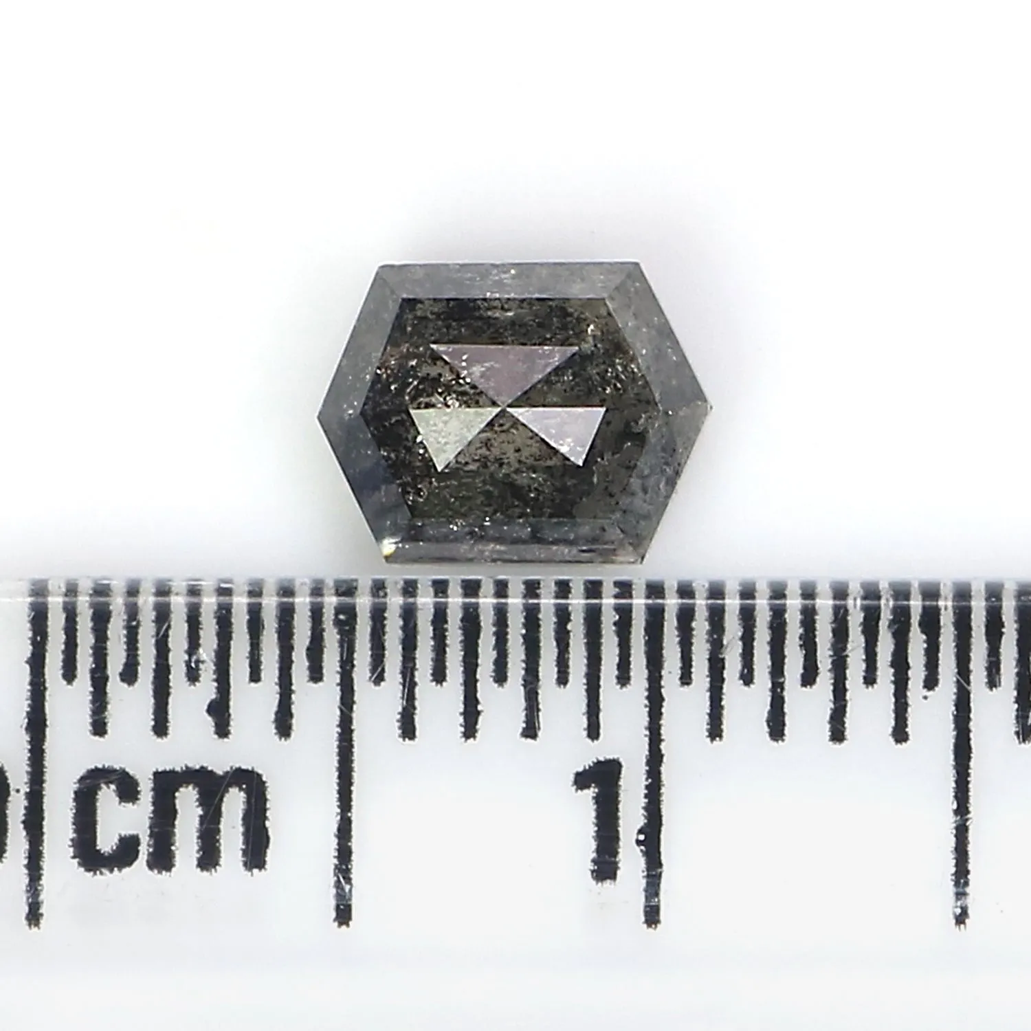 1.00 CT Natural Loose Hexagon Cut Diamond Salt And Pepper Hexagon Diamond 6.45 MM Natural Loose Black Grey Color Hexagon Cut Dia