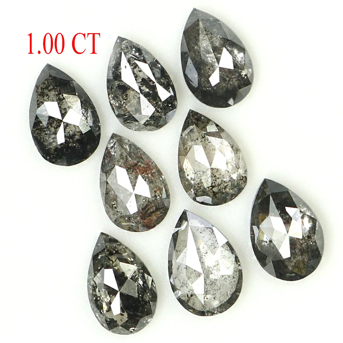 1.00 CT Natural Loose Pear Shape Diamond Salt And Pepper Pear Cut Diamond 4.00 MM Natural Black Grey Diamond Pear Rose Cut Diamo