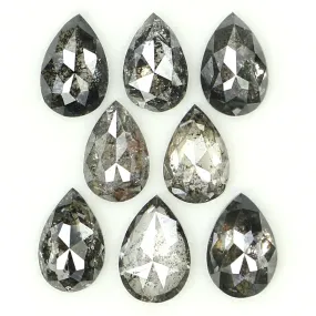 1.00 CT Natural Loose Pear Shape Diamond Salt And Pepper Pear Cut Diamond 4.00 MM Natural Black Grey Diamond Pear Rose Cut Diamo