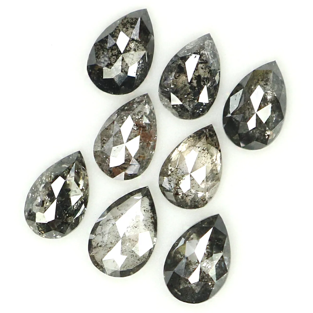 1.00 CT Natural Loose Pear Shape Diamond Salt And Pepper Pear Cut Diamond 4.00 MM Natural Black Grey Diamond Pear Rose Cut Diamo