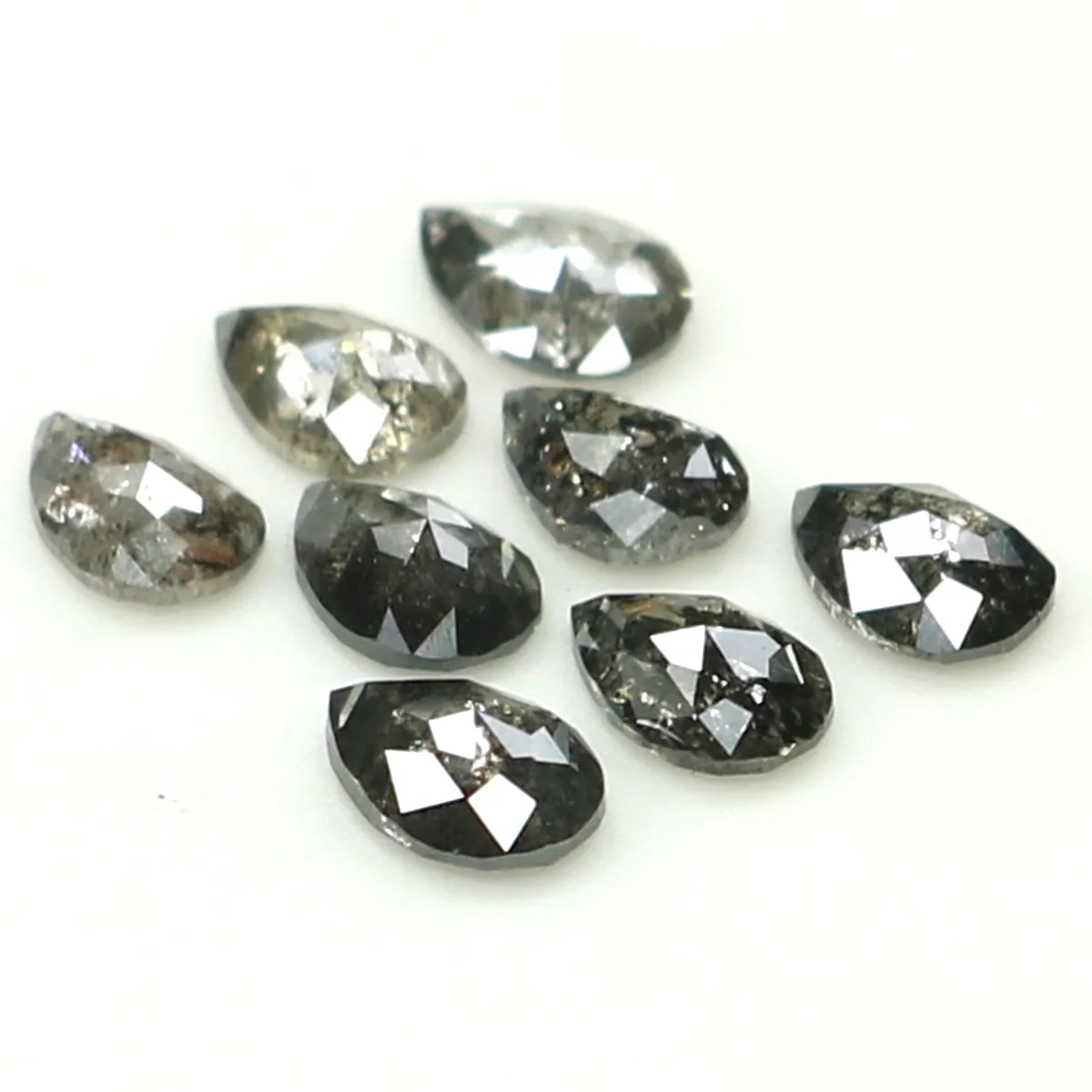 1.00 CT Natural Loose Pear Shape Diamond Salt And Pepper Pear Cut Diamond 4.00 MM Natural Black Grey Diamond Pear Rose Cut Diamo