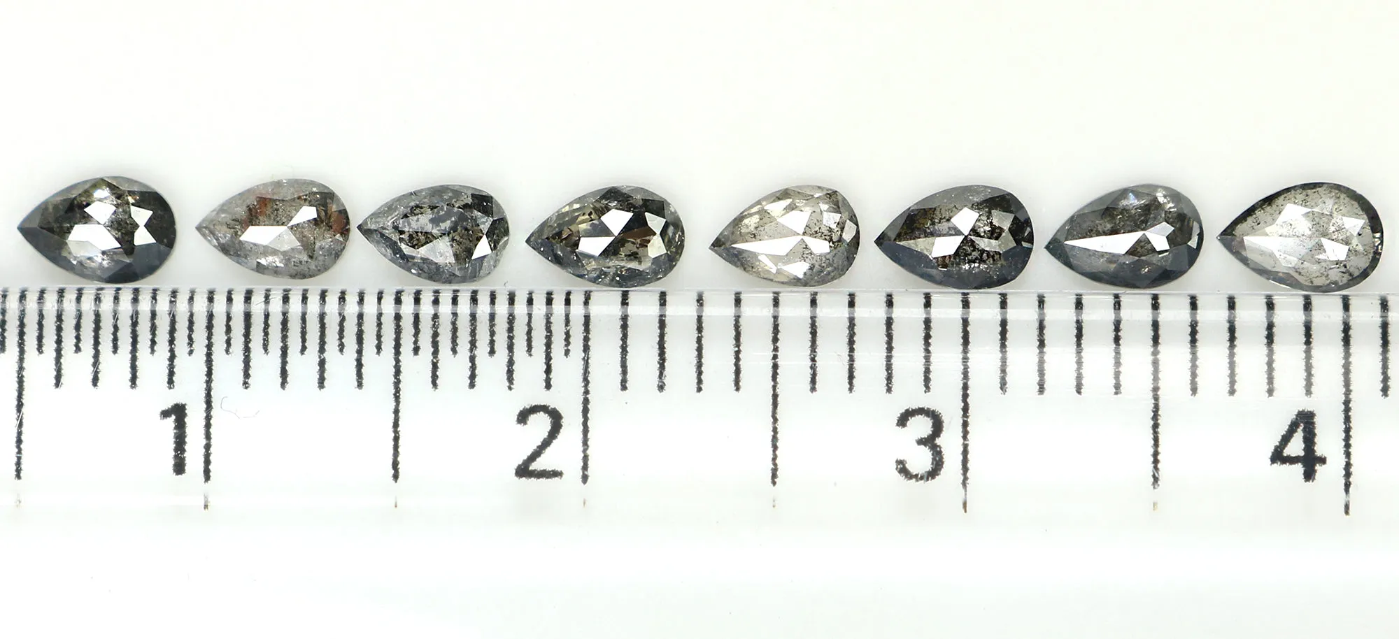 1.00 CT Natural Loose Pear Shape Diamond Salt And Pepper Pear Cut Diamond 4.00 MM Natural Black Grey Diamond Pear Rose Cut Diamo