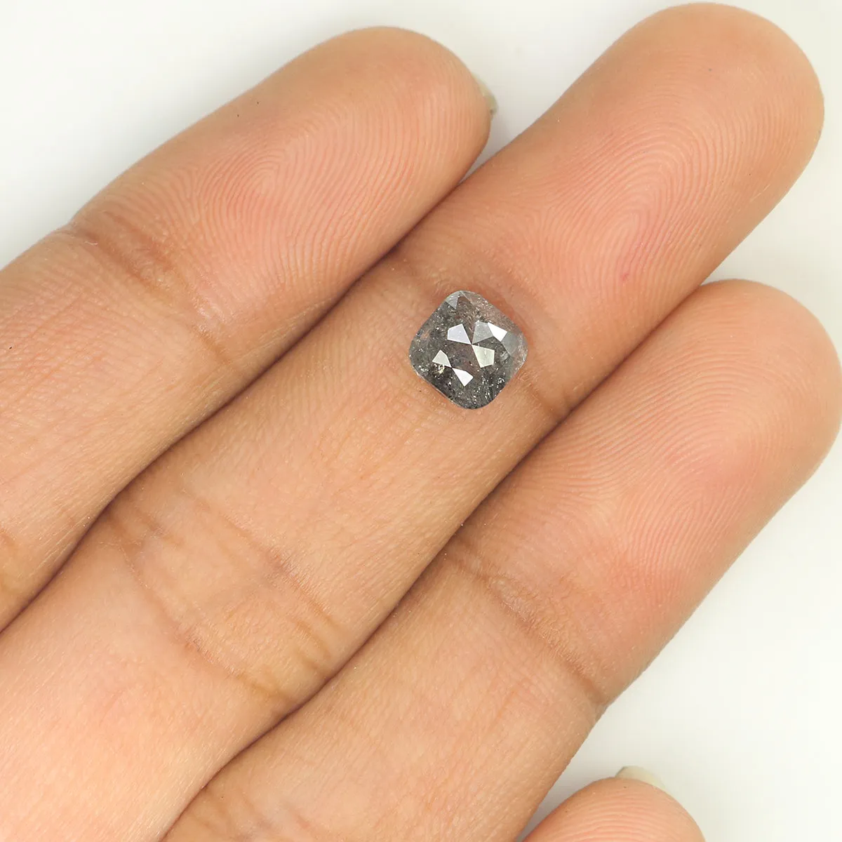 1.02 CT Natural Loose Cushion Shape Diamond Salt And Pepper Cushion Shape Diamond 5.65 MM Black Grey Color Cushion Rose Cut Diam