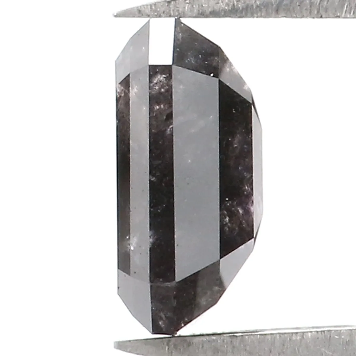 1.04 CT Natural Loose Emerald Shape Diamond Salt And Pepper Emerald Cut Diamond 6.55 MM Natural Black Grey Emerald Rose Cut Diam