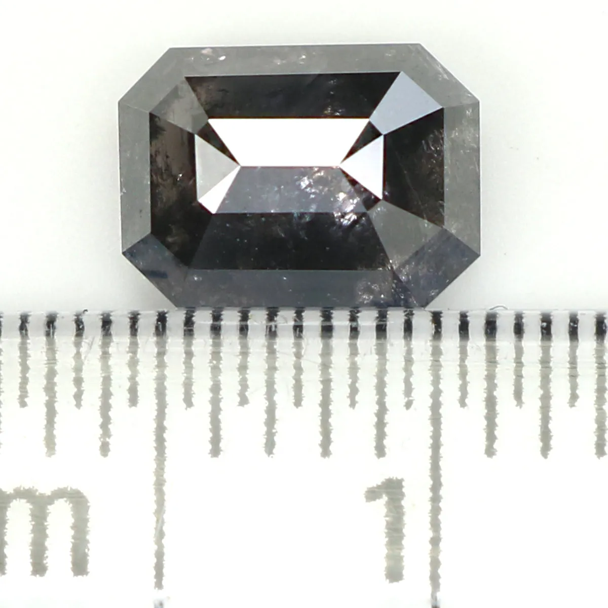 1.04 CT Natural Loose Emerald Shape Diamond Salt And Pepper Emerald Cut Diamond 6.55 MM Natural Black Grey Emerald Rose Cut Diam