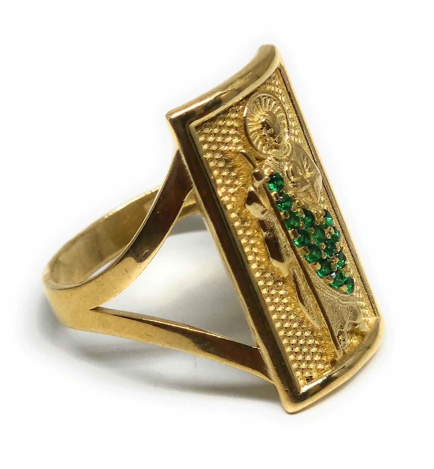 10k Solid Gold Square Saan Judas Green CZ Ring