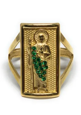 10k Solid Gold Square Saan Judas Green CZ Ring